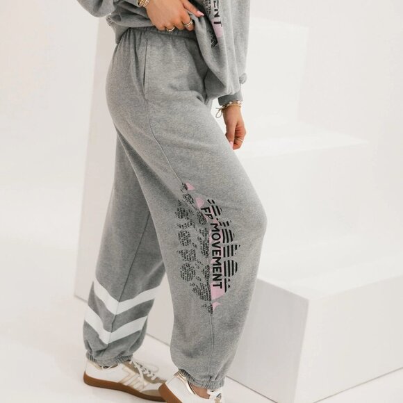free people movement Pants - NWT Free People Movement All Star Jogger Logo - M Heather Grey/White